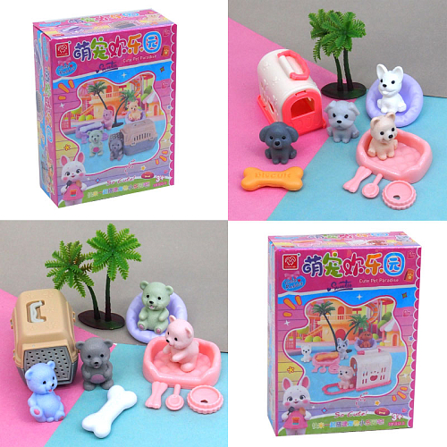 Набор 1618-130 (ПЛ9) фигурок (коты. мишки, собаки - рандом0 9РС 3+ в коробке пластик 13х4х10см