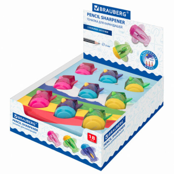 картинка Точилка BRAUBERG "JET", 3 угла заточки, пластиковая с контейнером, ассорти, 223591 от магазина МОЛТИ