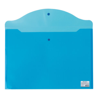 картинка Папка-конверт с кнопкой БОЛЬШОГО ФОРМАТА (305х435 мм), А3, прозрачная, синяя, 0,18 мм, BRAUBERG, 224034 от магазина МОЛТИ