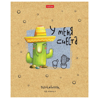 картинка Тетрадь А5 48 л. HATBER скоба, клетка, матовая ламинация, "Мой друг Кактус" (микс в спайке), 074454, 48Т5лВ1 от магазина МОЛТИ