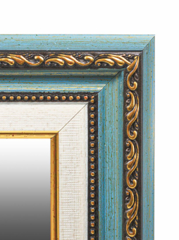 картинка Рамка с зеркалом бирюза лепнина состаренная 15х21 от магазина МОЛТИ
