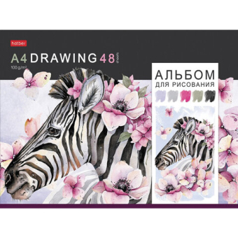 картинка Альбом для рисования, А4, 48 листов, скоба, обложка картон, HATBER, 205х290 мм, "Акварельная палитра", 067588, 48А4В от магазина МОЛТИ