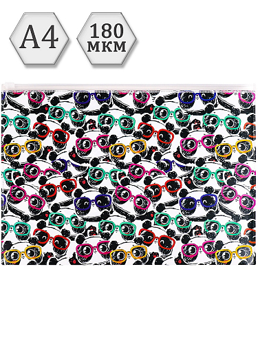 Папка-конверт на молнии, А4, 180мкм, PANDA (ПК-3042) кратно 24