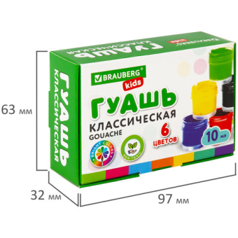 картинка Гуашь BRAUBERG KIDS "NEW", 6 цветов по 10 мл, 192374 от магазина МОЛТИ
