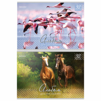 картинка Альбом для рисования, А4, 32 листа, скоба, обложка картон, BRAUBERG, 200х283 мм, "Живая природа" (2 вида), 103683 от магазина МОЛТИ