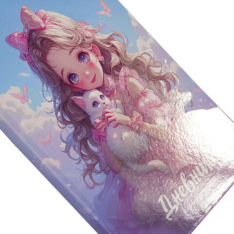 картинка Дневник 1-4 класс 48 л., гибкая обложка, ЮНЛАНДИЯ, выборочный лак, с подсказом, "Девочка с котиком", 107140 от магазина МОЛТИ