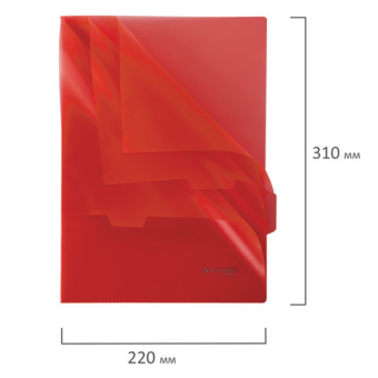 картинка Папка-уголок 3 отделения, жесткая, BRAUBERG, красная, 0,15мм, 224884 от магазина МОЛТИ