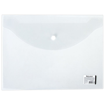 картинка Папка-конверт с кнопкой BRAUBERG, А4, до 100 листов, прозрачная, 0,15 мм, 221638 от магазина МОЛТИ