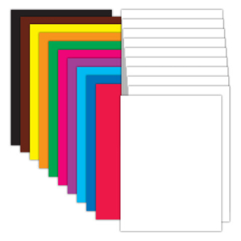 картинка Набор картона БЕЛЫЙ + ЦВЕТНОЙ, A4, немелованный, 30 листов (белый 10 листов + цветной 20 листов, 10 цветов), папка, BRAUBERG, 116422 от магазина МОЛТИ