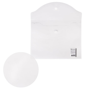 картинка Папка-конверт с кнопкой МАЛОГО ФОРМАТА (240х190 мм), А5, матовая прозрачная, 0,18 мм, BRAUBERG, 227314 от магазина МОЛТИ