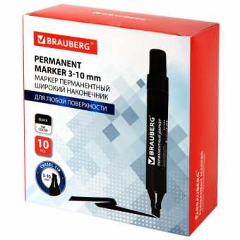 картинка Маркер перманентный BRAUBERG "JUMBO", ЧЕРНЫЙ, ШИРОКАЯ ЛИНИЯ ПИСЬМА, скошенный 3-10мм, 151224 от магазина МОЛТИ
