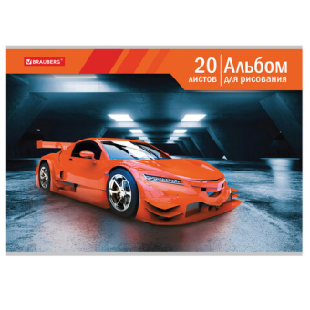 картинка Альбом для рисования А4 20 л., скоба, обложка картон, BRAUBERG, 202х285 мм, "Автомир" (2 вида), 105604 от магазина МОЛТИ