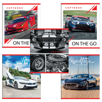 картинка Тетрадь А5, 48 л., BRAUBERG, скоба, линия, обложка картон, СПОРТКАРЫ, 403027 от магазина МОЛТИ