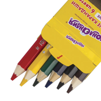 картинка Карандаши цветные утолщенные ЮНЛАНДИЯ "МАЛЫШИ-КАРАНДАШИ", 6 цветов, укороченные, шестигранные, грифель 5 мм, натуральное дерево, 181375 от магазина МОЛТИ