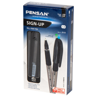 картинка Ручка шариковая масляная с грипом PENSAN "Sign-Up", ЧЕРНАЯ, 1 мм, линия письма 0,8 мм, 2410/12 от магазина МОЛТИ
