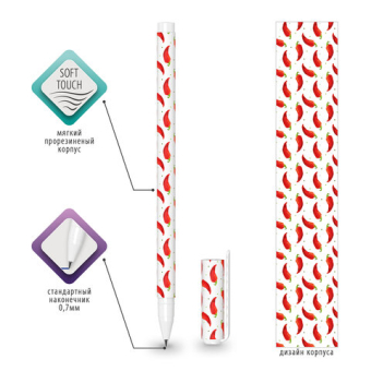 картинка Ручка шариковая BRAUBERG SOFT TOUCH STICK "CHILI PEPPER", СИНЯЯ, мягкое покрытие, узел 0,7 мм, 143708 от магазина МОЛТИ