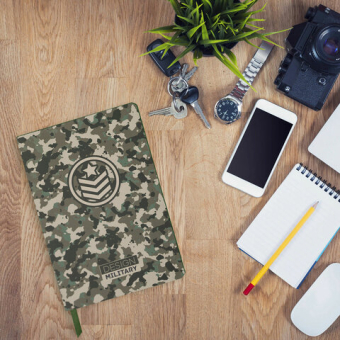 картинка Блокнот А5 (143x210 мм), BRAUBERG VISTA "Military", под кожу, гибкий, 80 л., 112085 от магазина МОЛТИ