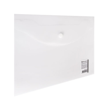 картинка Папка-конверт с кнопкой МАЛОГО ФОРМАТА (240х190 мм), А5, матовая прозрачная, 0,18 мм, BRAUBERG, 227314 от магазина МОЛТИ