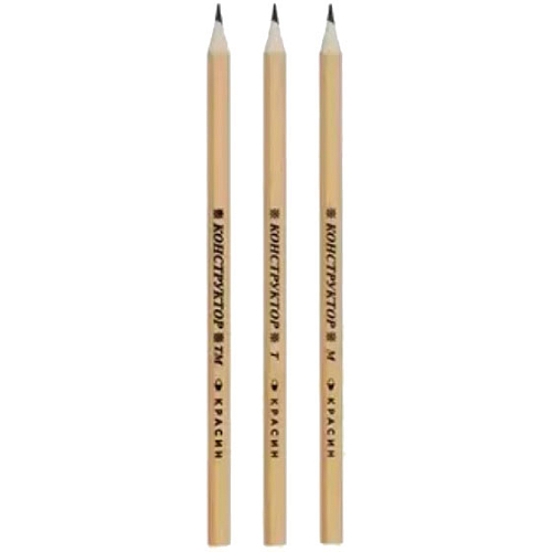 Карандаши чернографитные КРАСИН НАБОР 3 шт, "Конструктор Винтаж", Н,НВ,В,без резин,заточ.С-356