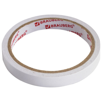 картинка Клейкая двухсторонняя лента 12 мм х 10 м, БУМАЖНАЯ ОСНОВА, BRAUBERG, 227267 от магазина МОЛТИ