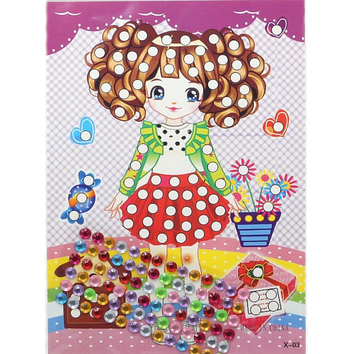Наклейка-аппликация X03 со стразами Девочка 13*21