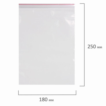 картинка Пакеты с замком ZIP LOCK "зиплок", комплект 100 шт., 180х250 мм, ПВД, толщина 40 микрон, BRAUBERG, 606214 от магазина МОЛТИ
