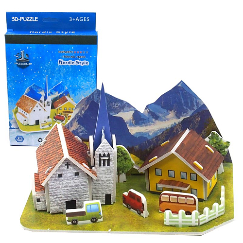 Пазл 3D 1689-О бумажный в Горах в коробке 14,5х1х11см.PS21 (модель 13,5х9,8х9см)