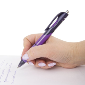 картинка Ручка шариковая автоматическая с грипом BRAUBERG "Supreme", СИНЯЯ, корпус ассорти, узел 0,7 мм, линия письма 0,35 мм, 141545 от магазина МОЛТИ