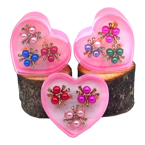 Набор колечк 2453-6 (24) Ягода  в коробках 3 шт.пластик сердечках 6х2,5х9см.