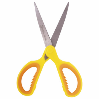 картинка Ножницы BRAUBERG "Original", 155 мм, оранжево-желтые, ребристые резиновые вставки, 236450 от магазина МОЛТИ