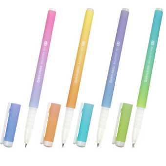 картинка Ручка шариковая BRAUBERG SOFT TOUCH GRIP "GRADE PASTEL", СИНЯЯ, мягкое покрытие, ассорти, узел 0,7 мм, 143711 от магазина МОЛТИ