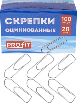 картинка Скрепки металлические прямоуг. профиль оцинк. 28 мм (СКР-3135) 100шт в карт.кор.,кратно 10 от магазина МОЛТИ