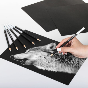 картинка Карандаши художественные белые, НАБОР 12 шт. BRAUBERG ART CLASSIC, МЯГКИЙ грифель 3,3 мм, 181896 от магазина МОЛТИ