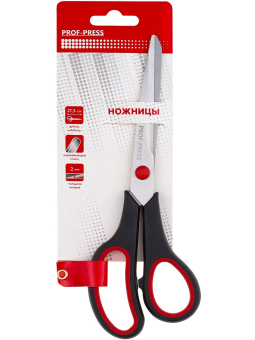 картинка Ножницы канцелярские 21,5 см (НЖ-1091) двухцв. прорезин. кольца, в карт. блистере, кратн 12 от магазина МОЛТИ