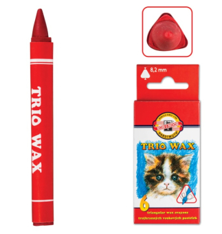 картинка Восковые мелки KOH-I-NOOR "Trio Wax",  6 цв, трехгранные, картонная упаковка с европодвесом, 8271/6 от магазина МОЛТИ