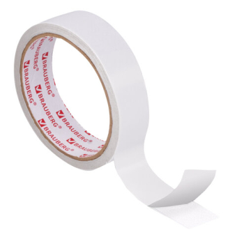 картинка Клейкая двухсторонняя лента 25 мм х 8 м, ПОЛИПРОПИЛЕНОВАЯ ОСНОВА, 90 микрон, BRAUBERG, 606425 от магазина МОЛТИ