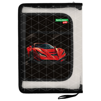 картинка Папка для труда на молнии BRAUBERG KIDS А4, 1 отделение, прозрачная, органайзер, "Red car", 272209 от магазина МОЛТИ