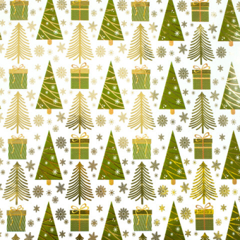 картинка Бумага упаковочная новогодняя С ЭФФЕКТАМИ (1 шт.) "Gold&Green", 70х100 см, ассорти, ЗОЛОТАЯ СКАЗКА, 592186 от магазина МОЛТИ