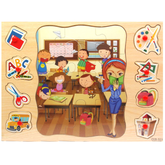 картинка Игрушка 2745-15/ZKB деревянная развивающие пазлы для изучения профессий (8+12 д) в и/у 22х0,8х30см от магазина МОЛТИ