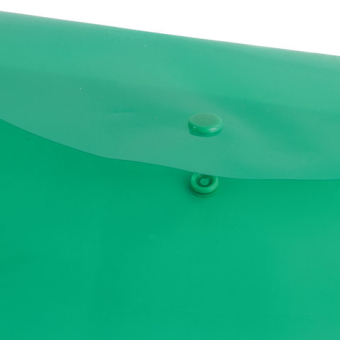 картинка Папка-конверт с кнопкой BRAUBERG, А4, до 100 листов, прозрачная, зеленая, 0,15 мм, 221635 от магазина МОЛТИ