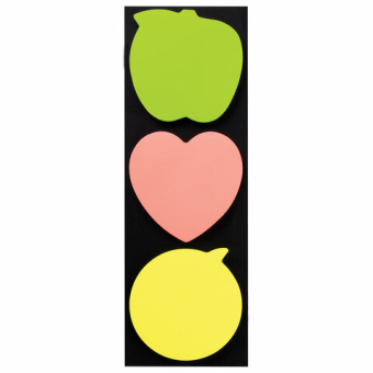 картинка Блок самоклеящийся (стикеры), фигурный BRAUBERG, НЕОНОВЫЙ "Ассорти", 3 цвета х 50 листов, европодвес, 122711 от магазина МОЛТИ