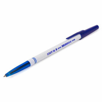 картинка Ручка шариковая STAFF "Basic BP-244", СИНЯЯ, корпус белый, узел 0,7 мм, линия письма 0,35 мм, 142286 от магазина МОЛТИ