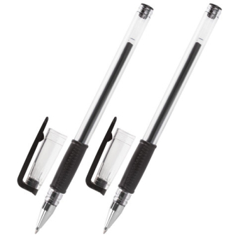 картинка Ручки гелевые "ДЛЯ ЕГЭ" с грипом, ЧЕРНЫЕ, НАБОР 2 штуки, BRAUBERG, узел 0,7 мм, линия письма 0,4 мм, блистер, 142708 от магазина МОЛТИ