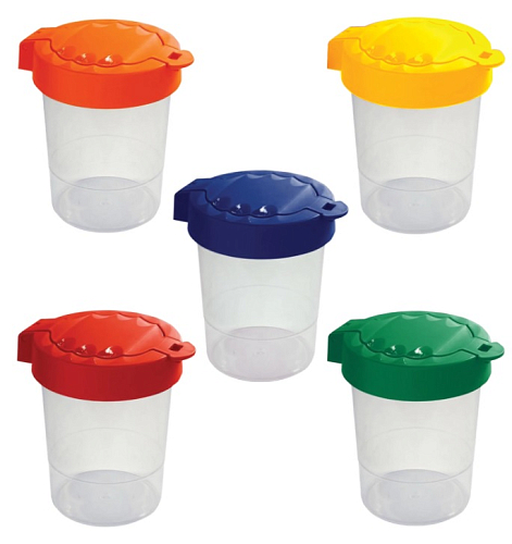 Стакан-непроливайка СТАММ "Премиум", с крышкой, ассорти, прозрачный, СН350