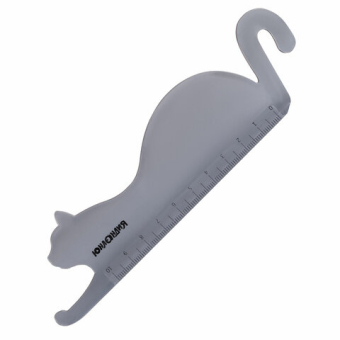 картинка Линейка пластик 10 см ЮНЛАНДИЯ "КОШКА", фигурная, тонированная прозрачная, европодвес, 210730 от магазина МОЛТИ