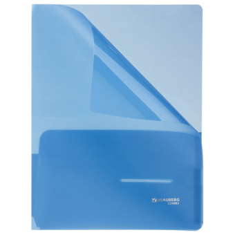 картинка Папка-уголок 2 кармана BRAUBERG, синяя, 0,18мм, 224883 от магазина МОЛТИ