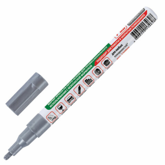 картинка Маркер-краска лаковый (paint marker) 2 мм, СЕРЕБРЯНЫЙ, БЕЗ КСИЛОЛА (без запаха), алюминий, BRAUBERG PROFESSIONAL, 150866 от магазина МОЛТИ