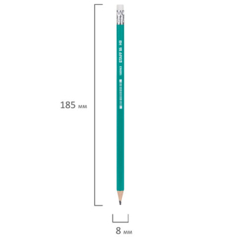 картинка Карандаш чернографитный STAFF "EVERYDAY" BLP-963, 1 шт., НВ, с ластиком, пластиковый, зеленый корпус, 180963 от магазина МОЛТИ