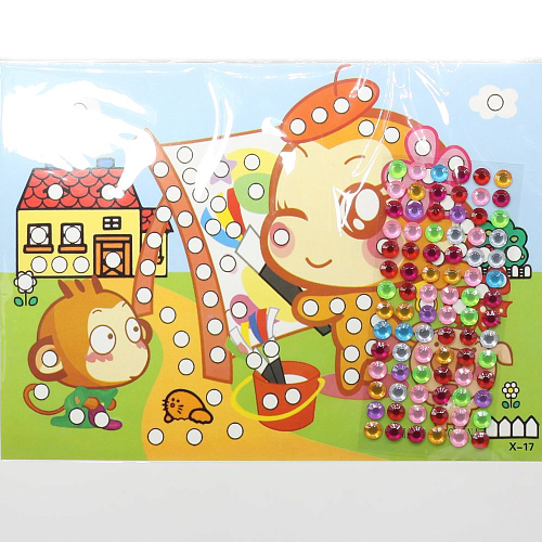 Наклейка-аппликация X17 со стразами Обезьянка13*21