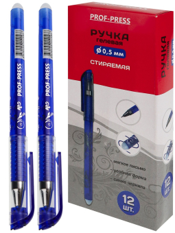 картинка Ручка гелевая стираемая, СИНЯЯ (РГ-5158) d=0,5мм, игольч наконечник(толщ.лин=0,38мм) , 12 шт/цв.кор. от магазина МОЛТИ